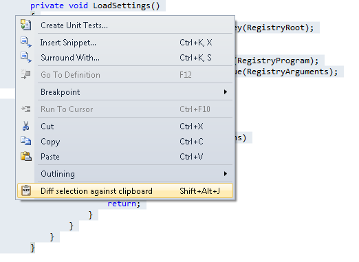 Running the diff command