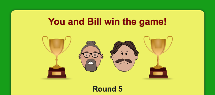 Players winning with sad faces